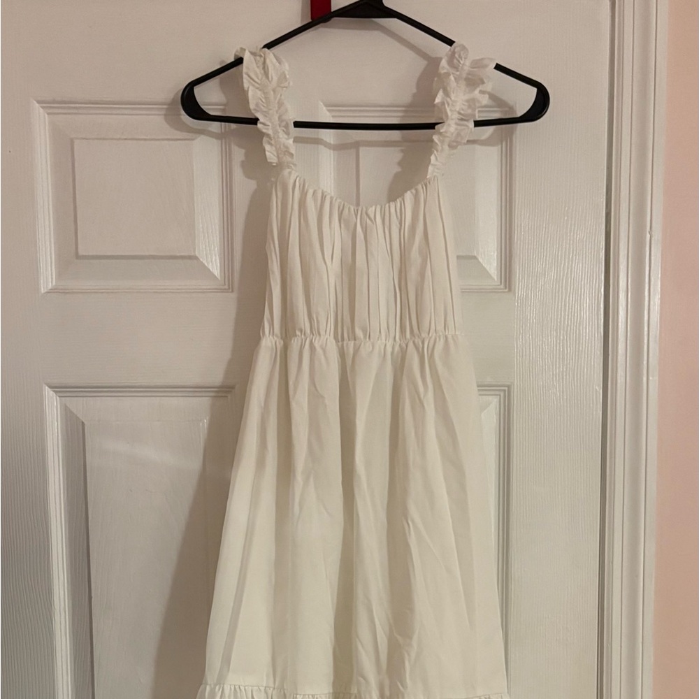 Abercrombie & Fitch White Ruffle Strap Dress